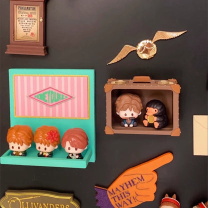Wizarding Street Diagon-Style Miniature Floating Nook – 3D Printed Magnetic Diorama & Figurine Display Shelf