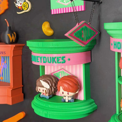 Wizarding Street Diagon-Style Miniature Floating Nook – 3D Printed Magnetic Diorama & Figurine Display Shelf